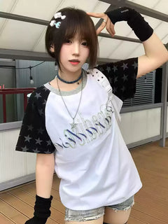 Raglan Shoulder Letter Print T-shirt - PWM