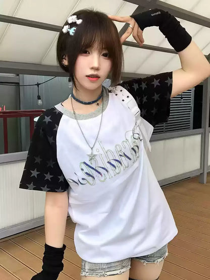 Raglan Shoulder Letter Print T-shirt