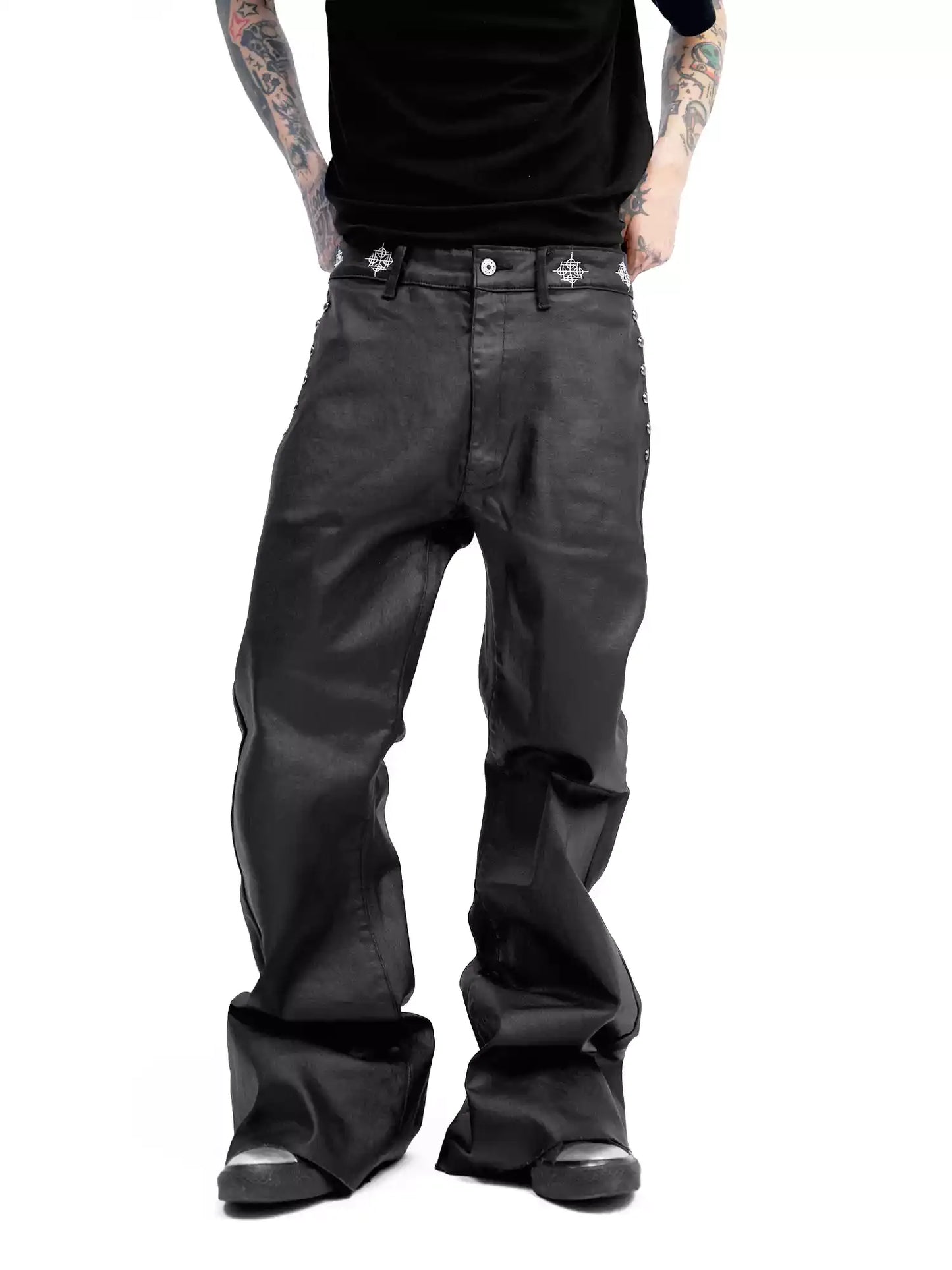 Dark Flare Wax Coating Jeans