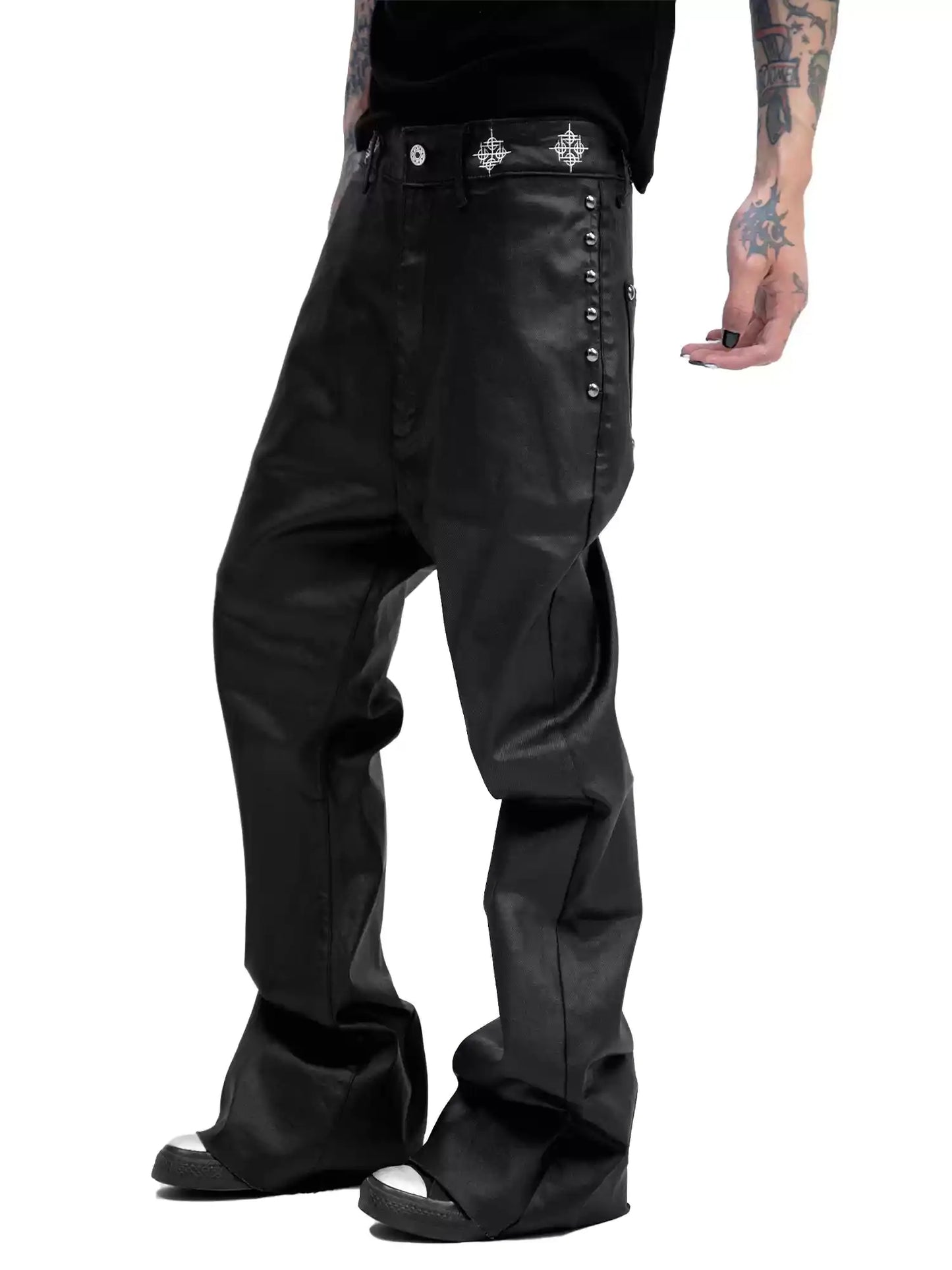 Dark Flare Wax Coating Jeans