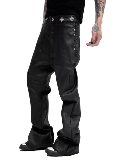 Dark Flare Wax Coating Jeans