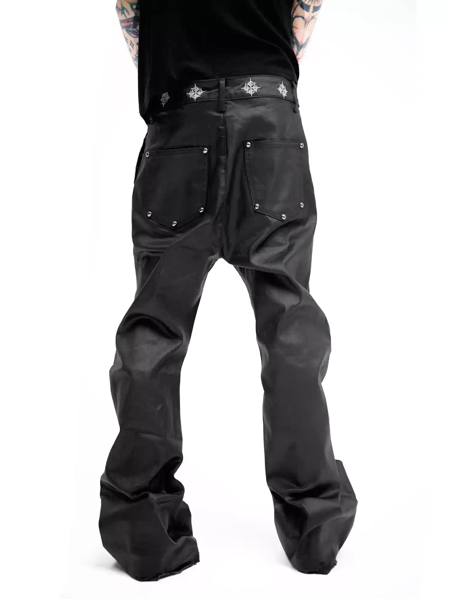 Dark Flare Wax Coating Jeans