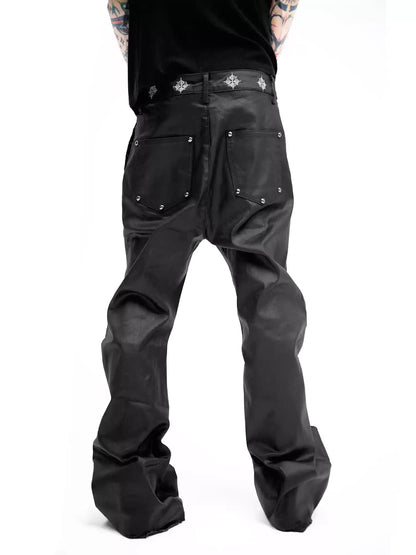 Dark Flare Wax Coating Jeans
