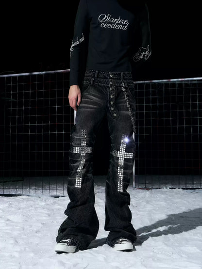 Cross Rhinestone Jeans