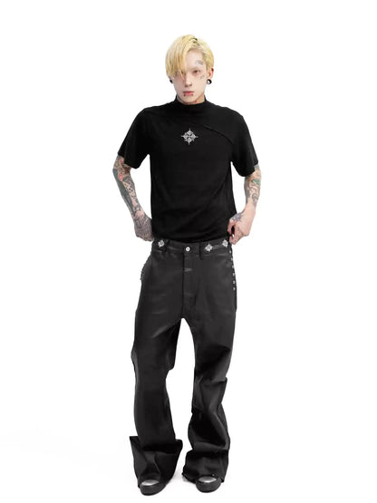 Dark Flare Wax Coating Jeans