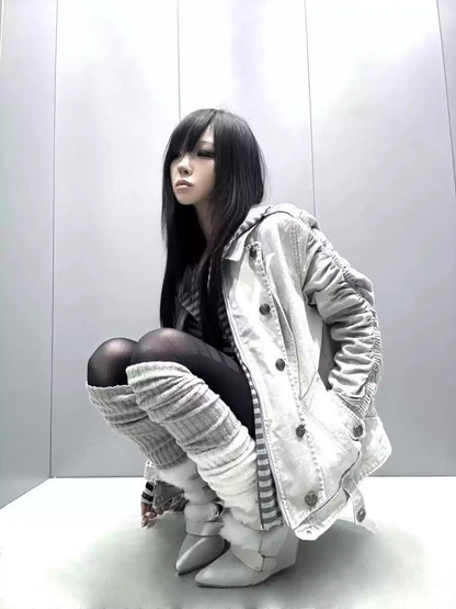 Silent Shadow Detachable Fur Collar Jacket