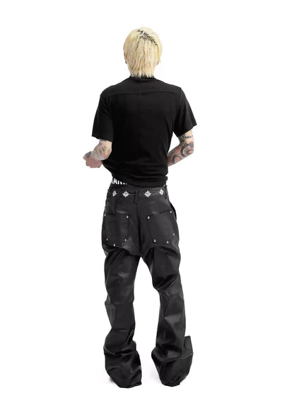 Dark Flare Wax Coating Jeans