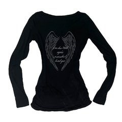 Gothic Letter Print Long Sleeve T-shirt - PWM