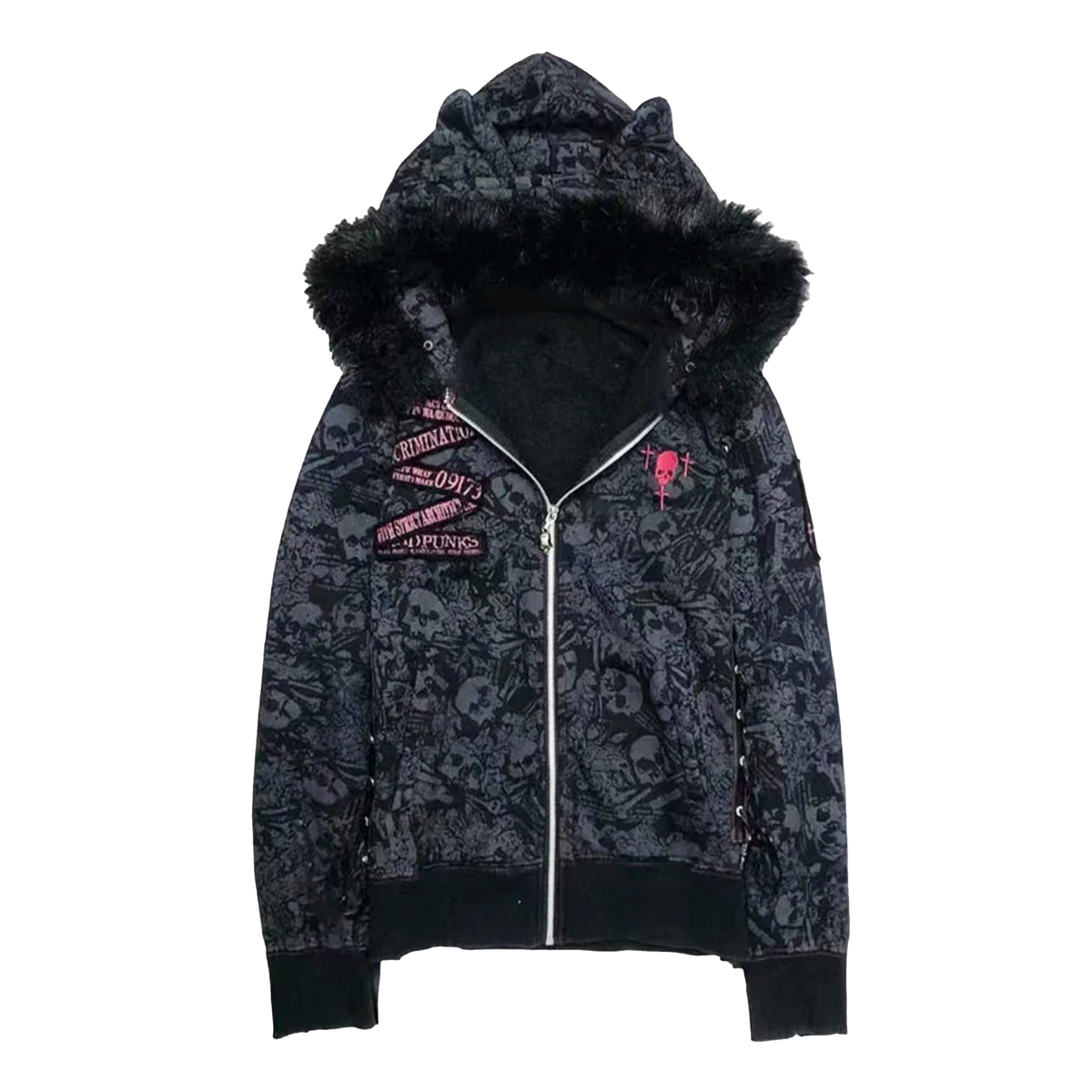 Fur Skull Hoodie Jacket