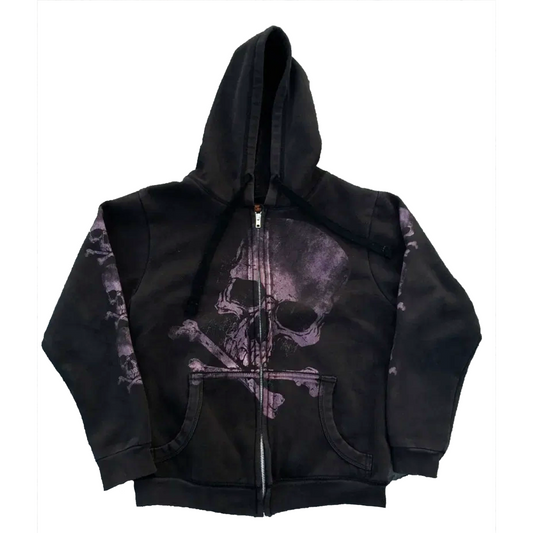 Dark Skull Pattern Zipper Hoodie