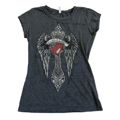 Rhinestone Gothic Graphic Print T-shirt - PWM