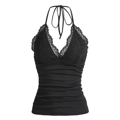 Lace Patchwork Halter Top