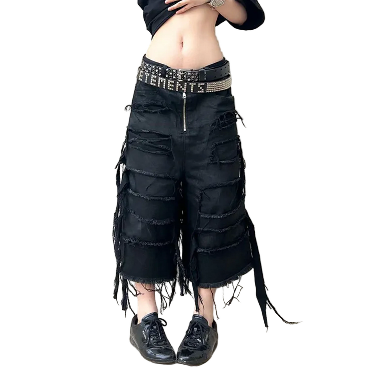 High Waist Washed Denim Shorts