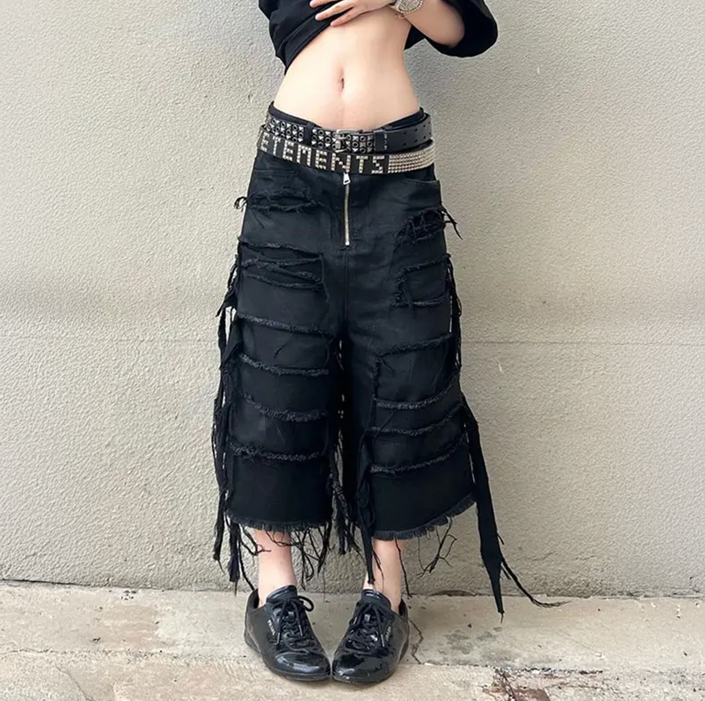 High Waist Washed Denim Shorts