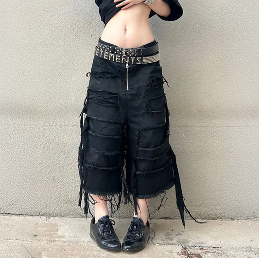 High Waist Washed Denim Shorts
